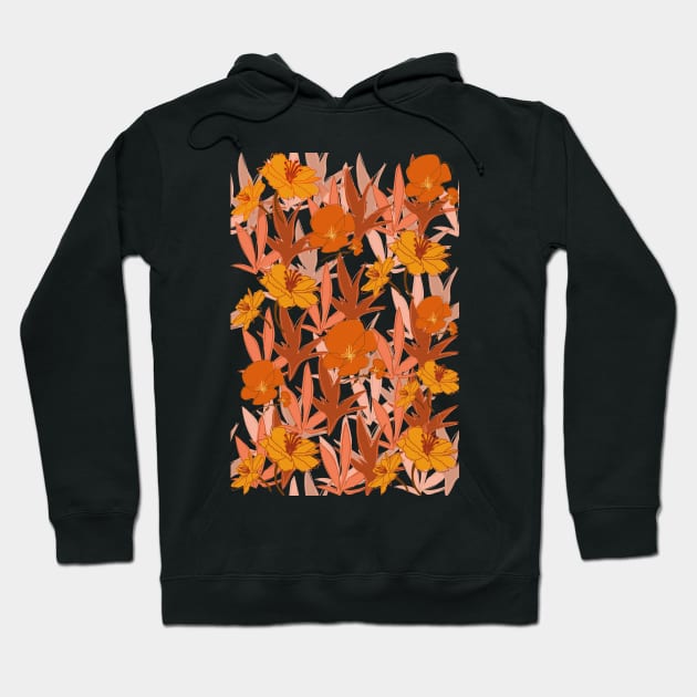 Orange flower pattern Hoodie by PedaDesign